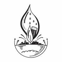 Water drop reflecting corporate headquarters concept as A water drop on a petal reflecting a corporate headquarters illustrating the blend of natural elements and business infrastr v1 vector