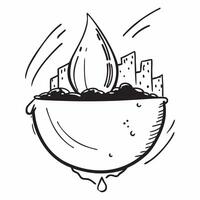 Water drop reflecting city skyline concept as A water drop on a blade of grass reflecting a city skyline illustrating the harmony between nature and urban business environments in v1 vector