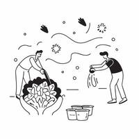 Volunteers restoring coral reefs concept as High resolution image of volunteers restoring coral reefs affected by bleaching set against a glossy backdrop symbolizing efforts to sup v1 vector