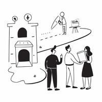 Visiting a historical museum concept as Tourists visiting a historical museum learning about the past and exploring exhibits Perfect for content about travel history and cultural v1 vector