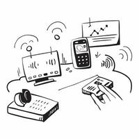 Voice activated office controls concept as An office room equipped with voice activated controls symbolizing the seamless integration of technology and convenience in the workplace v1 vector