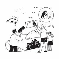 Visiting a wildlife sanctuary concept as Tourists visiting a wildlife sanctuary observing animals in their natural habitat and learning about conservation efforts Ideal for conten v1 vector