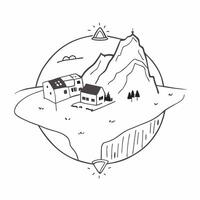 Visiting a mountain village concept as Tourists visiting a picturesque mountain village exploring local culture and scenery Perfect for content about travel culture and rural dest v1 vector