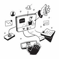 Virtual reality meetings concept as An office room set up for virtual reality meetings highlighting the immersive and innovative future of business communication in Photo Stock Co v1 vector