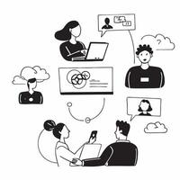 Virtual meetings powered by green cloud tech concept as Virtual meetings supported by green cloud technology promoting remote collaboration while reducing carbon footprint and supp v1 vector