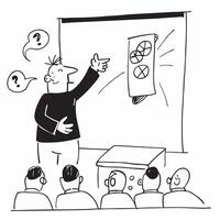 University professor giving a lecture in a lecture hall concept as A university professor delivering a lecture in a large lecture hall representing traditional higher education and v1 vector