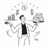 Trader with a diverse portfolio celebrating gains concept as A trader celebrating gains from a diverse investment portfolio showcasing the benefits of diversification and smart inv v1 vector