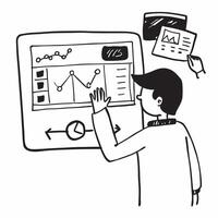 Trader monitoring live stock prices on a large screen concept as A trader closely monitoring live stock prices on a large screen emphasizing real time data analysis and quick decis v1 vector