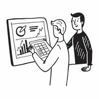Trader reviewing charts with a colleague concept as A trader reviewing stock charts with a colleague highlighting collaboration and shared insights in the trading process in Photo v1 vector