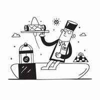 Trader enjoying a vacation after achieving financial goals concept as A trader enjoying a relaxing vacation after achieving significant financial goals showcasing the balance betwe v1 vector