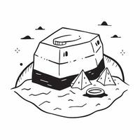 Tent in mountain meadow concept as High resolution image of a tent set up in a mountain meadow with a glossy backdrop symbolizing the simplicity and beauty of camping while backpac Clean Version 2 vector