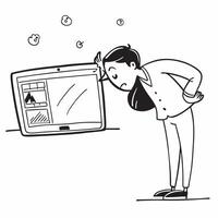 Technology failure during presentation concept as A business professional frustrated by a technology failure during a presentation highlighting a bad day and the challenges of rely v1 vector