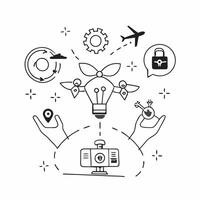 Sustainable energy powered drones concept as Drones powered by sustainable energy sources representing the innovation and eco friendly technology for future logistics and transport v1 vector