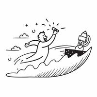 Surfing at the beach concept as A man surfing at the beach capturing the excitement skill and connection to nature involved in this thrilling water sport hobby in Photo Stock Conc v1 vector