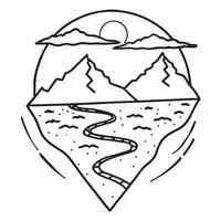 Sunset on mountain trail concept as High resolution image of a sunset over a mountain trail with a glossy backdrop symbolizing the beauty and tranquility of backpacking in nature v1 vector