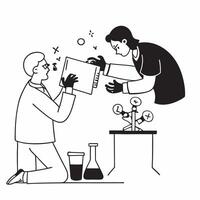 Students engaged in a hands on chemistry experiment concept as Students conducting a hands on chemistry experiment in a laboratory emphasizing experiential learning and scientific v1 vector
