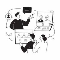 Students attending online lecture concept as Students attending an online lecture via conferencing representing the modern shift to digital learning platforms and virtual cla v1 vector