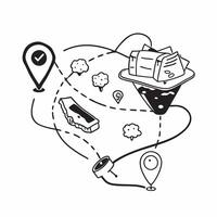 Street food tour map concept as High resolution image of a map highlighting street food tour locations with a glossy backdrop emphasizing the organized and exploratory nature of st v1 vector