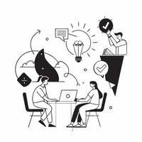 Startup team brainstorming ideas in a rented vacation home concept as A startup team brainstorming ideas in a rented vacation home showcasing the dynamic and collaborative nature o v1 vector