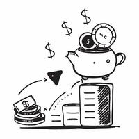 Stack of coins with a calculator and piggy bank concept as A stack of coins with a calculator and a piggy bank symbolizing budgeting cost saving and financial planning for business v1 vector