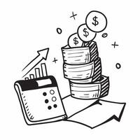 Stack of coins with a calculator and financial chart concept as A stack of coins with a calculator and financial chart symbolizing budgeting cost saving and financial analysis in b v1 vector