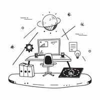 Solar powered office building concept as A futuristic office room in a solar powered building showcasing the integration of sustainable energy and advanced technology in Photo Sto v1 vector