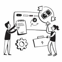 Software developer pitching an app upgrade project to the team concept as A software developer enthusiastically pitching an app upgrade project to the team highlighting innovation v1 vector