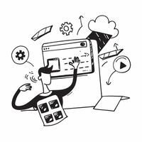 Software developer working on cloud applications concept as A software developer focused on developing cloud applications representing digital transformation in software developmen v1 vector