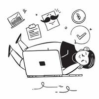 Social media manager napping on laptop concept as A social media manager napping on their laptop highlighting the constant engagement and long hours required in digital marketing v1 vector