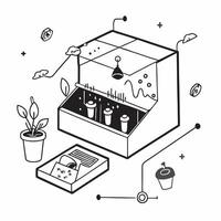 Smart office garden with hydroponics concept as A futuristic office room with a smart garden using hydroponics highlighting the integration of nature and technology for a healthier v1 vector