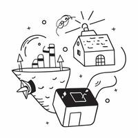 Smart home with renewable energy sources concept as A futuristic home featuring renewable energy sources combining sustainability and technology for an eco friendly living environm v1 vector