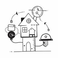 Smart home with energy efficient systems concept as A futuristic home featuring energy efficient systems combining sustainability and technology for a modern living environment in v1 vector