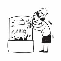 Small bakery owner decorating a cake concept as A small bakery owner decorating a cake showcasing creativity attention to detail and customer satisfaction in small business bakery v1 vector