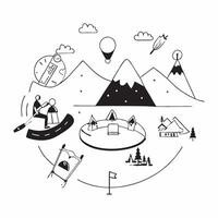 Skiing vacation in the Alps concept as Skiers enjoying a vacation in the snowy Alps skiing down slopes and relaxing at a mountain resort Perfect for content about winter sports tr v1 vector