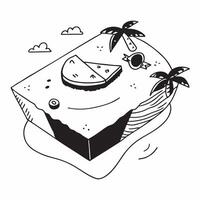 Simple flat design icon Relaxing beach scene with a straw hat and book concept as A relaxing beach scene with a straw hat and book with ample copyspace for text representing the le v1 vector