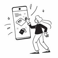 Shopper using a mobile app for half year sale deals concept as A shopper using a mobile app to find the best deals during the half year sale highlighting convenience and technology v1 vector