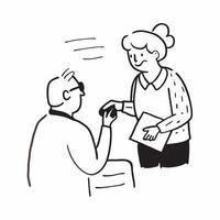 Senior receiving a health check up concept as A senior receiving a health check up from a healthcare professional representing the importance of regular health monitoring for the e v1 vector