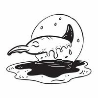 Seabird covered in oil spill concept as High resolution image of a seabird covered in oil spill against a glossy backdrop illustrating the consequences of high carbon emissions and v1 vector