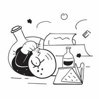Scientist asleep in lab concept as A scientist asleep in a laboratory surrounded by research materials showcasing the dedication and long hours involved in scientific discovery in v1 vector