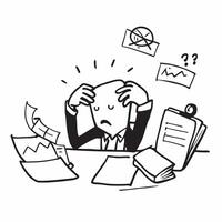 Salesperson overwhelmed with paperwork concept as A salesperson overwhelmed with paperwork highlighting poor time management and low performance affecting sales growth in Photo St v1 vector