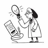 Scientist with light bulb and microscope concept as A scientist holding a light bulb next to a microscope representing the discovery and development of new scientific ideas in Pho v1 vector