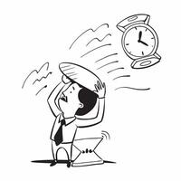 Salesperson struggling with a tight schedule concept as A salesperson struggling with a tight schedule highlighting poor time management and low performance impacting sales growth v1 vector