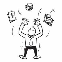 Salesperson juggling multiple tasks concept as A salesperson overwhelmed while juggling multiple tasks highlighting poor time management and low performance impacting sales growth v1 vector
