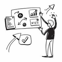 Salesperson updating CRM with new leads concept as A salesperson updating CRM with new leads representing high performance in time management and strategic planning for sales growt v1 vector