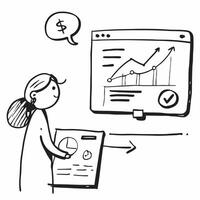 Salesperson analyzing market trends concept as A salesperson analyzing market trends on a laptop representing high performance in time management and strategic planning for sales g v1 vector