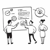 Sales team in a goal setting session concept as A sales team in a goal setting session illustrating effective time management collaboration and high performance in achieving sales v1 vector