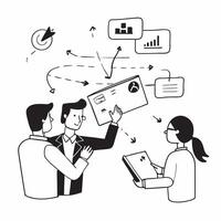 Sales team using CRM software concept as A sales team effectively using CRM software to manage leads showcasing high performance in time management and driving sales growth through v1 vector