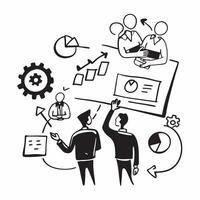 Sales team utilizing project management tools concept as A sales team utilizing project management tools to coordinate tasks showcasing high performance in time management and driv v1 vector