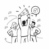 Sales team celebrating customer acquisition concept as A sales team celebrating the acquisition of a new customer representing high performance strategic planning and significant b v1 vector