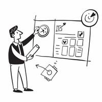 Sales manager setting daily targets concept as A sales manager setting daily targets for the team symbolizing high performance in time management and strategic planning for sales g v1 vector